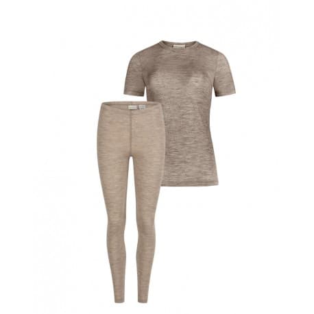 Damset I 100 % Merinoull, Kortärmad Topp Och Leggings, 1x1 Ribb
