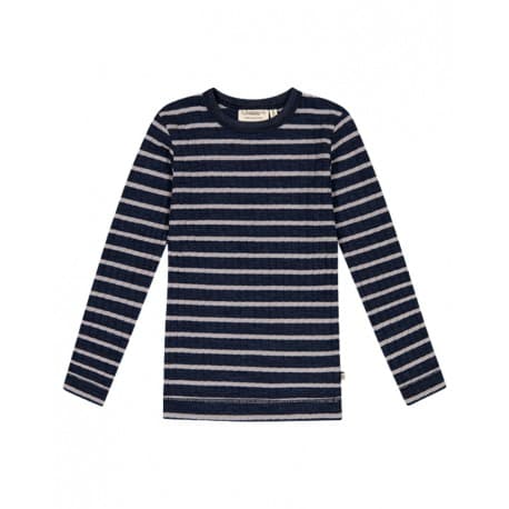 Långärmad T-shirt I Randig Dropneedle-merinoull, Oeko-tex®