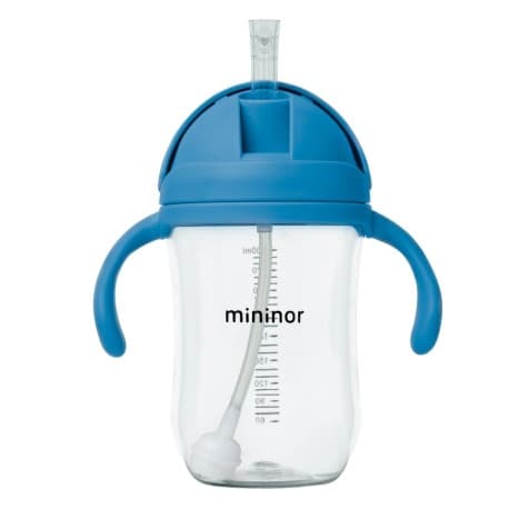 Mininor, Flaska Med Sugrör - Läckagesäker, 330 Ml, Blue Whale