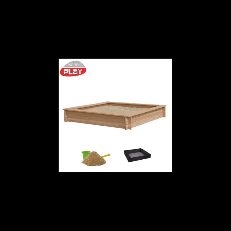 NORDIC PLAY Active sandkasse lærk 150 x 150 cm inkl. net og 200 kg sand - 805-719