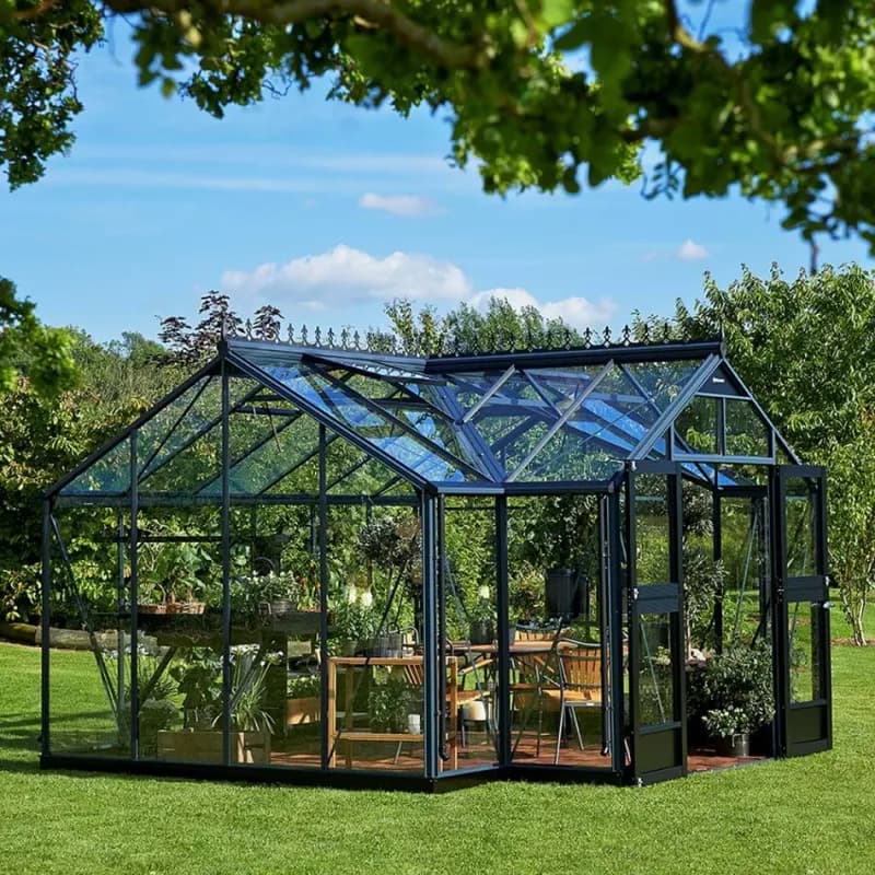 Juliana Orangeri 15,1 m² antracit drivhus m/ 3 mm hærdet glas