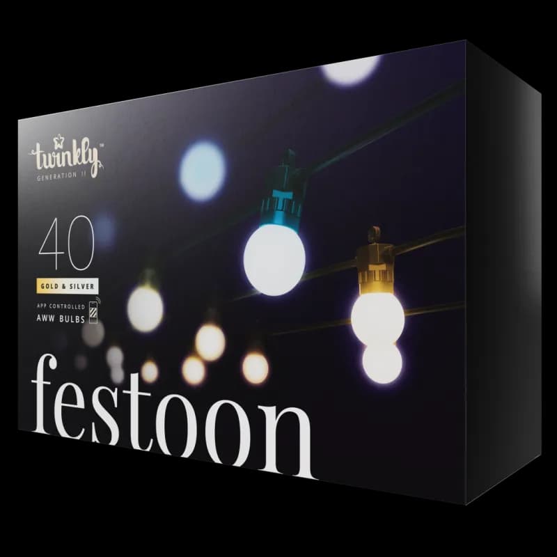 Twinkly Festoon Party Lights Lyskæde 40LED AWW G45 Bulbs
