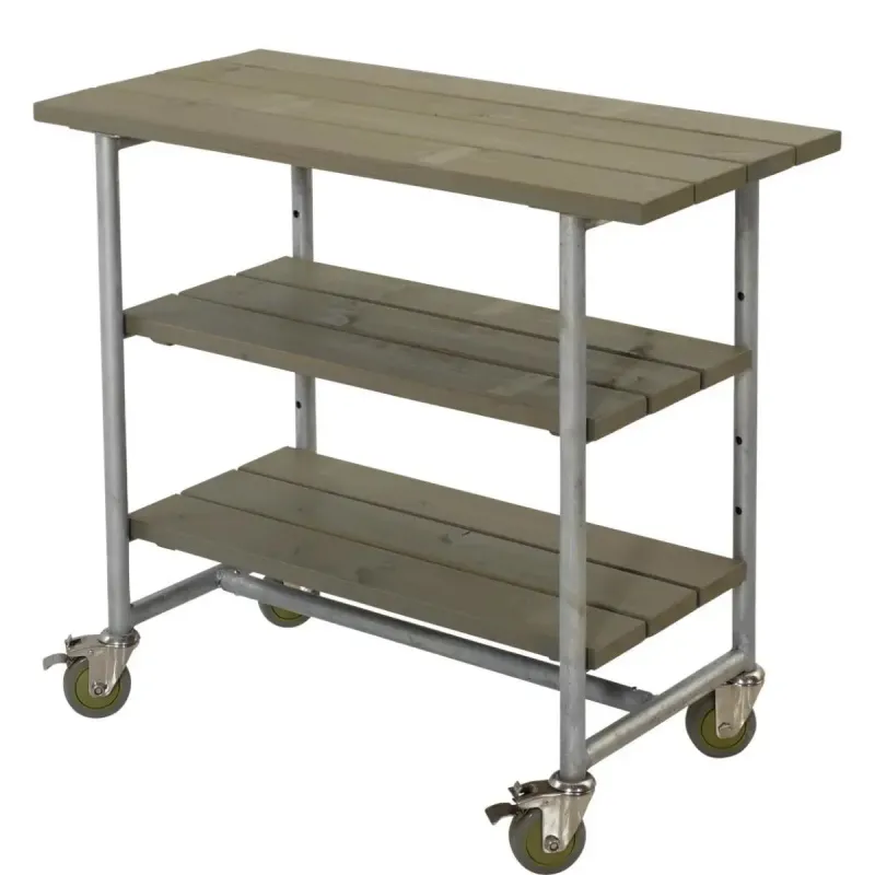 Plus Urban Picnic grillbord m/2 hylder og hjul gr�brun 179541-18