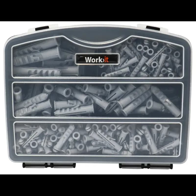 Work>it assorterede plugs i sortimentskasse med 230 dele
