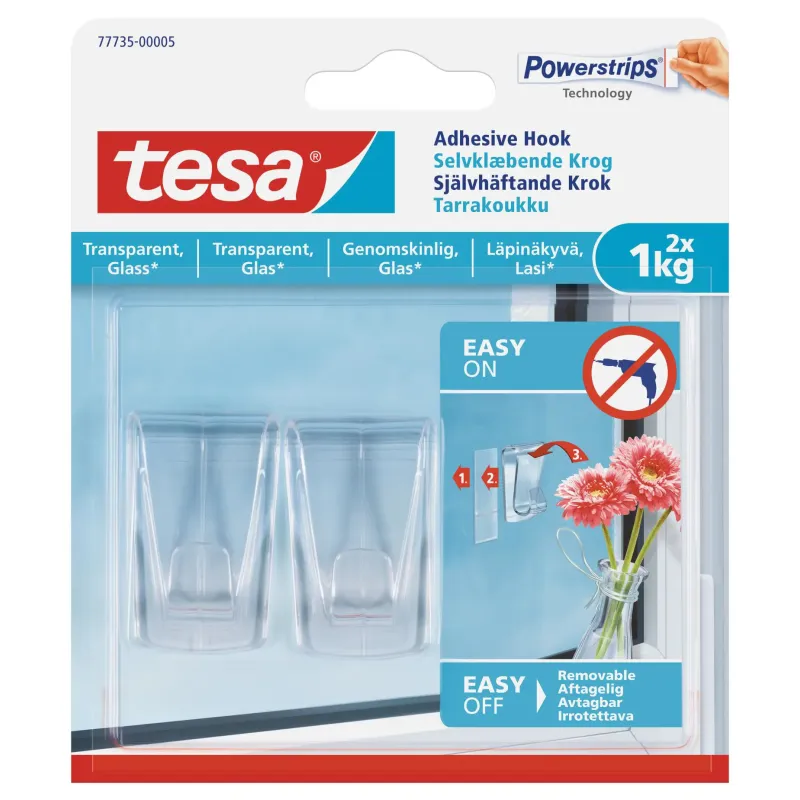 Tesa Kl�bekrog til transparente overflader og glas (1 kg), 2 stk.