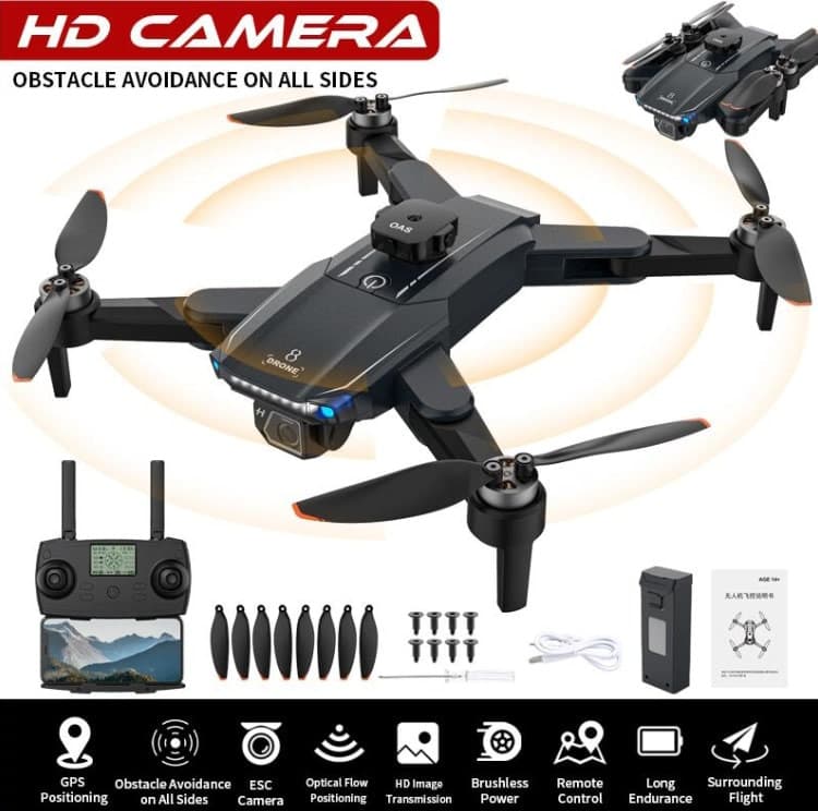 JJRC X33 Pro Fly More Combo mini drönare med 8K/HD-kamera, hindersensor, Follow Me + Extra batteri