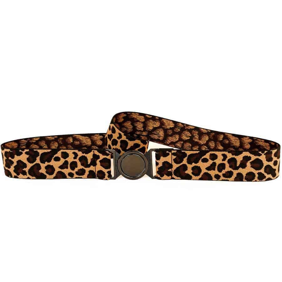 Brun/sort leopard elastik bælte
