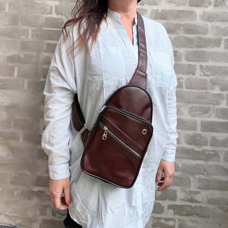 Florida crossbody taske med bred rem - Bordeaux skind - Freja skind