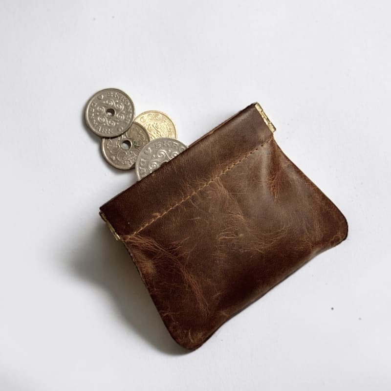 Møller klemmepung - Patineret brun kalveskind - Leather design