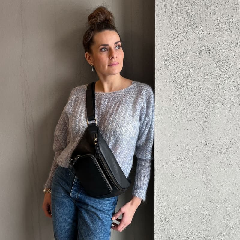 Fanni bumbag med integreret pung - Blød sort skind - Treats