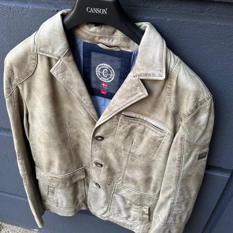 Canson skindjakke herre - Blød patineret beige lammeskind 50