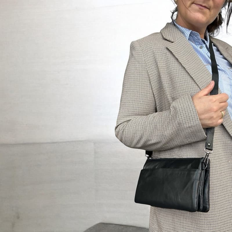 Napoli crossbody taske - Blød sort skind - Dame - Freja skind