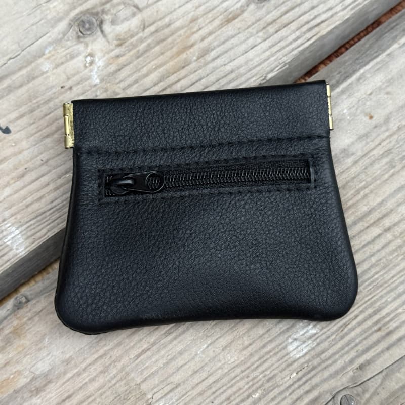 Thomsen klemmepung m. lynlåslomme - Blød sort kalveskind - Leather design