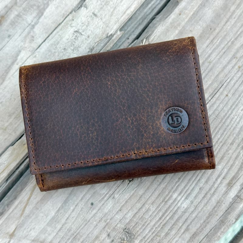 Penny læderpung i rustik hunter brun læder - Leather design