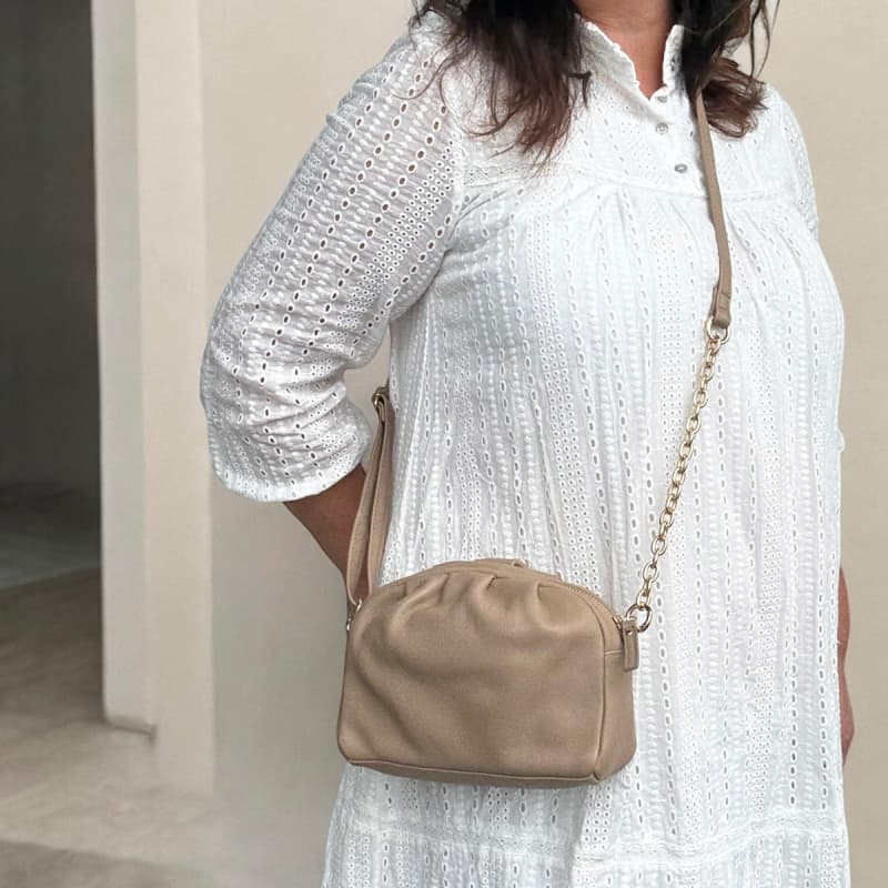 Ava Lay Lay crossbody taske i beige kalveskind - Dame - Treats