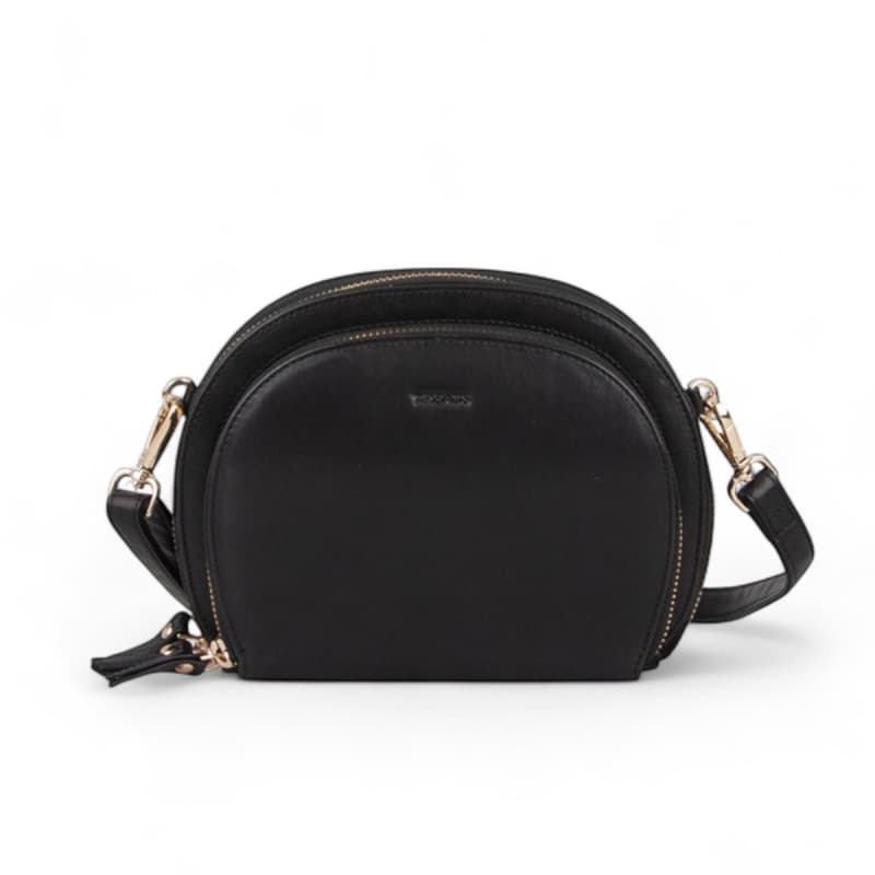 Abigale crossbody taske - Sort skind med guld lynlåse - Treats