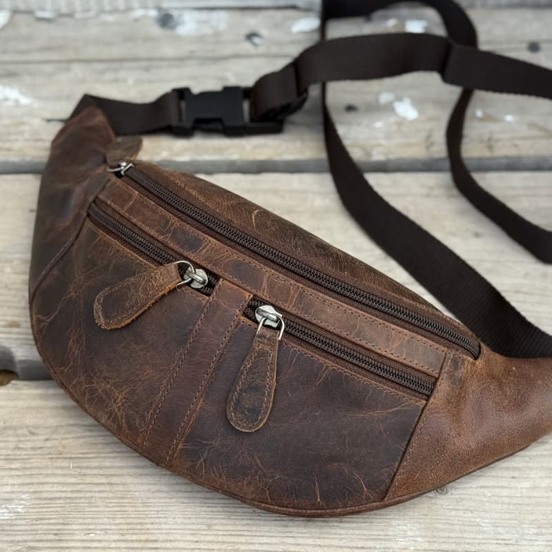 Buff - Bæltetaske i brun bøffellæder - Unisex - Leather design