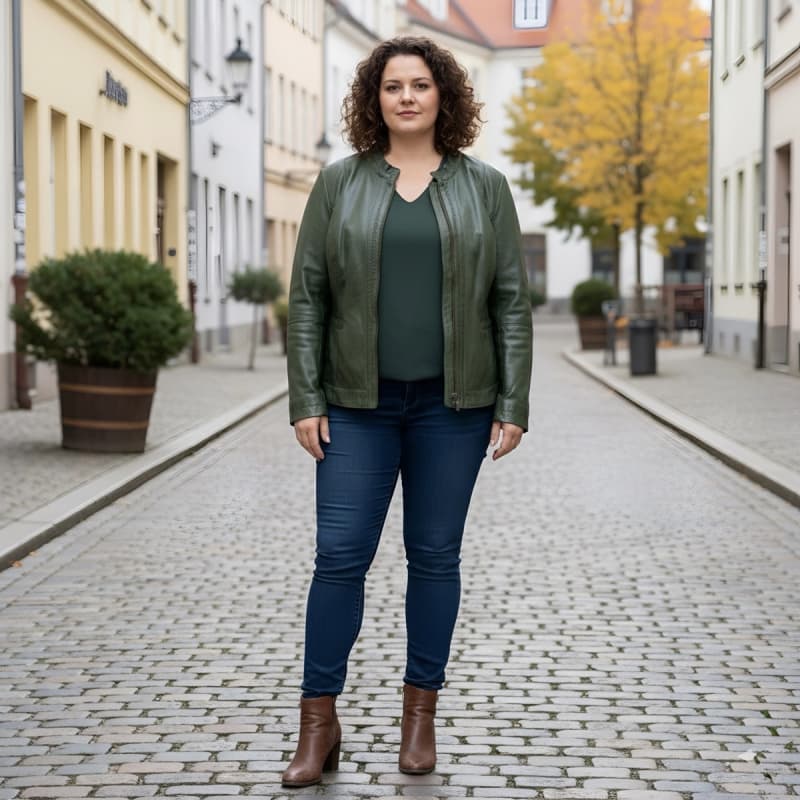 Martha dame skindjakke - Comfort fit - Super blød grøn skind 44