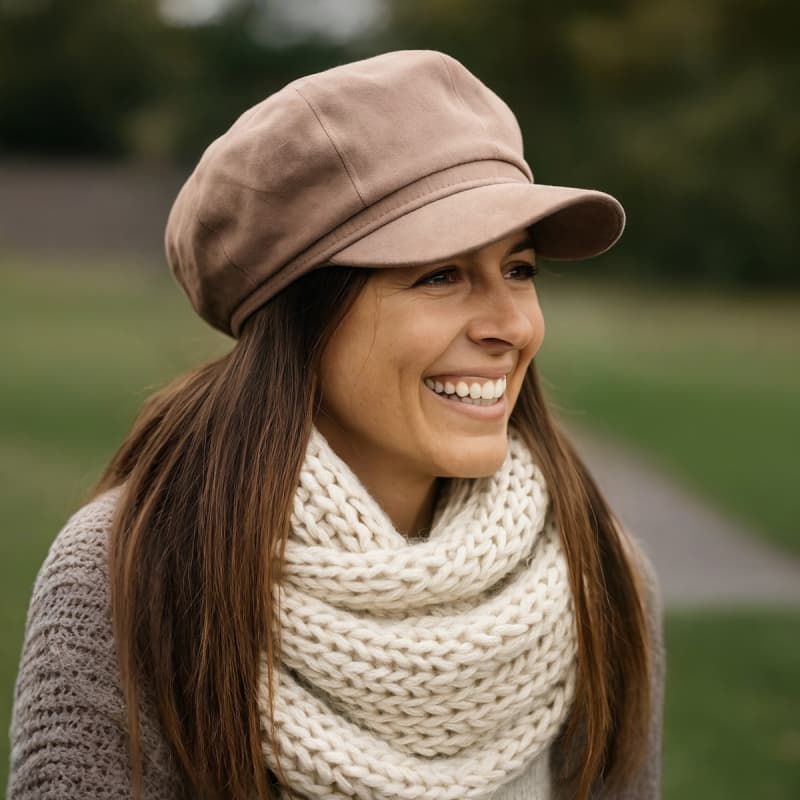 Freja suede dame skindhat i blød beige ruskind - Freja skind
