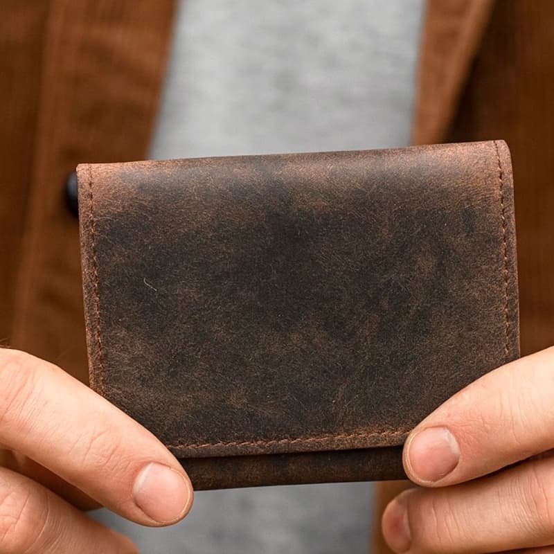 Buster mini læderpung i hunterbrun læder - Leather design