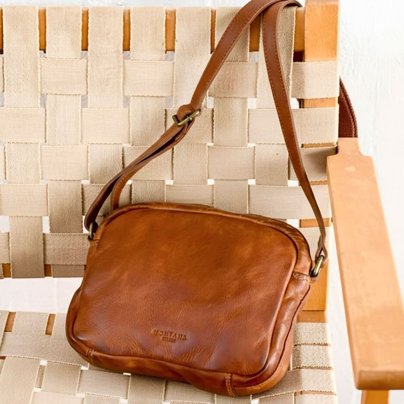 Eldora crossbody taske - Rustik cognac bøffellæder - Montana