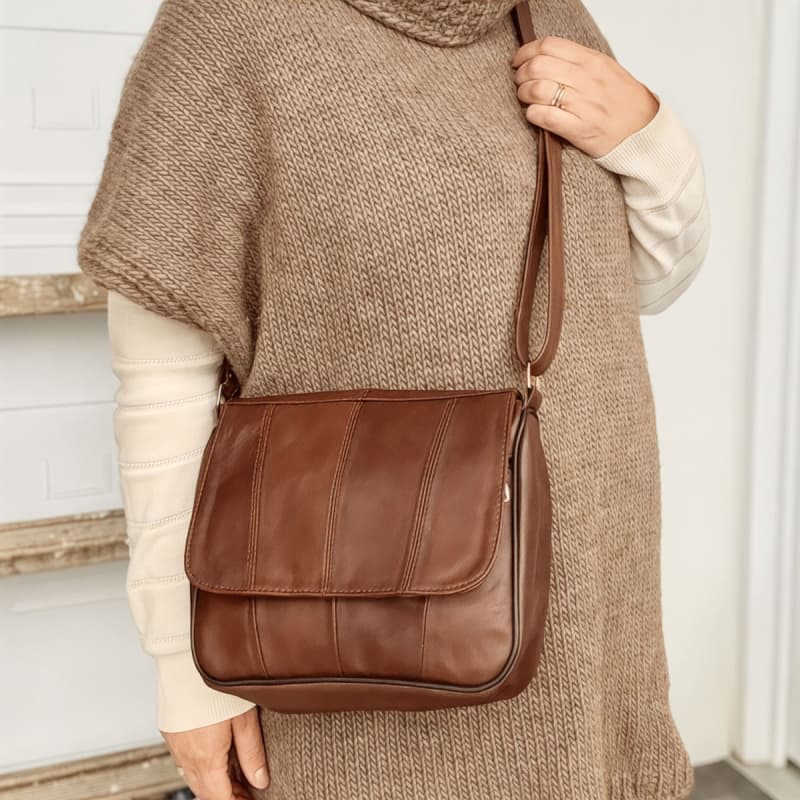 Lissy skindtaske m.klap - Patineret cognac skind - Dame - Freja skind