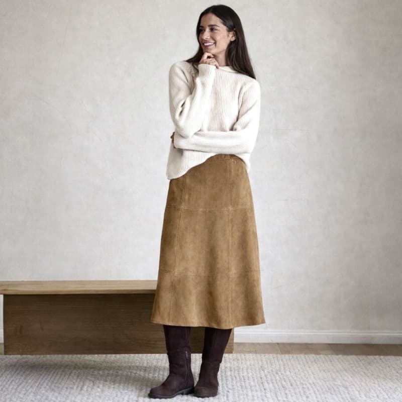 Flora nederdel i nude brown ruskind - Medium a facon - BTF-CPH 38