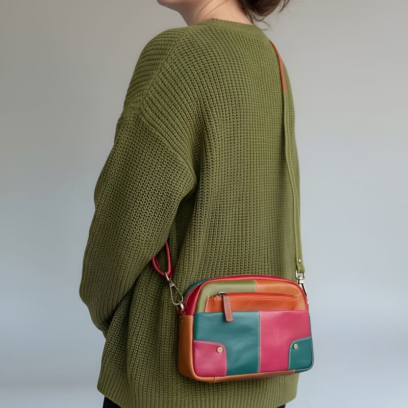 Valentina skuldertaske i multicolor skind - Leather design