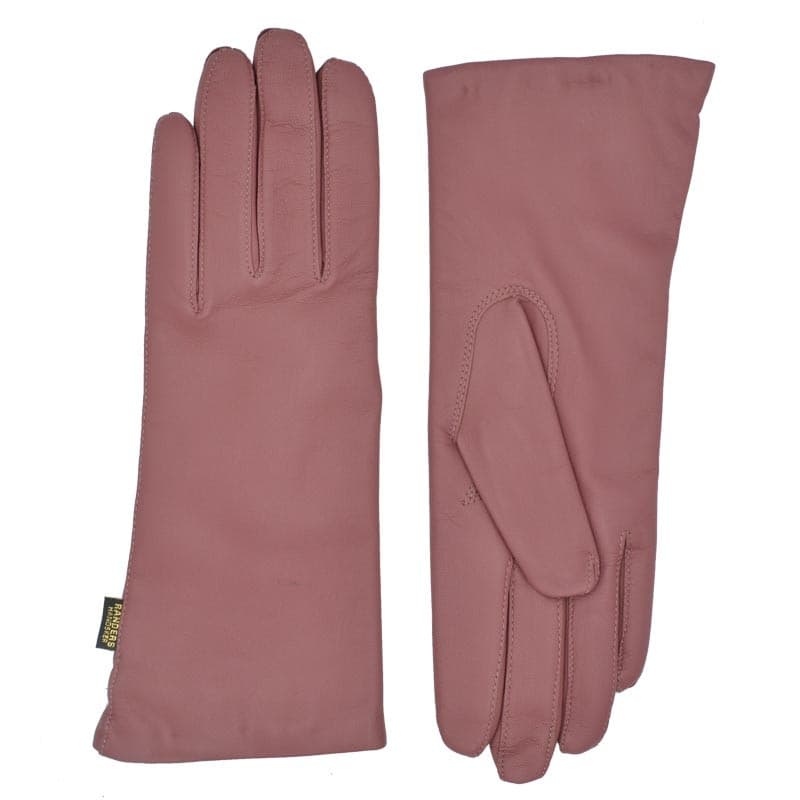 Rosa skindhandske - dame - Randers handsker - Strikfoer af uld 8,5