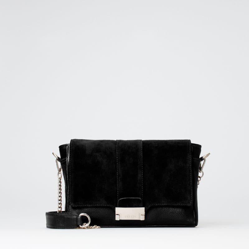 Sort Treats crossbody taske - Alma - Kombi af ruskind og skind