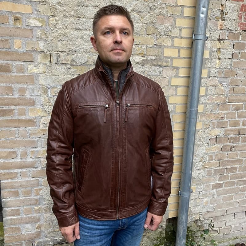 Melvin vinter skindjakke - Brun blød skind - Herre - Freja skind 48
