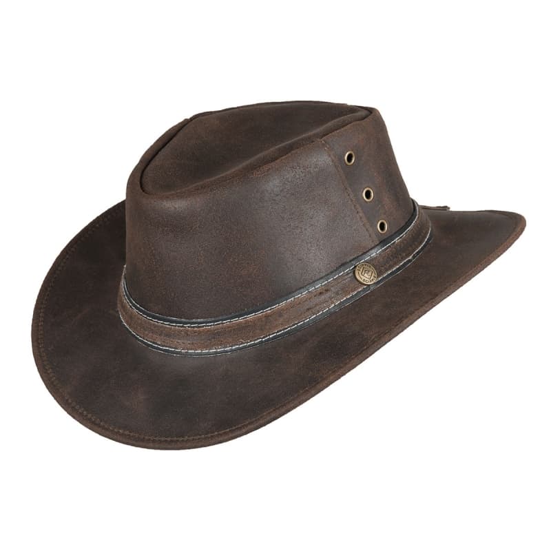 Longford cowboy hat- Brun - Rubust hat i kraftig læder - Scippis XL