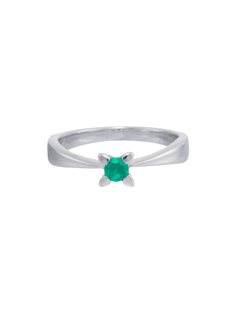 Nordahl - Siersbøl - 14 kt. hvidgulds ring m. smaragd - Ringe