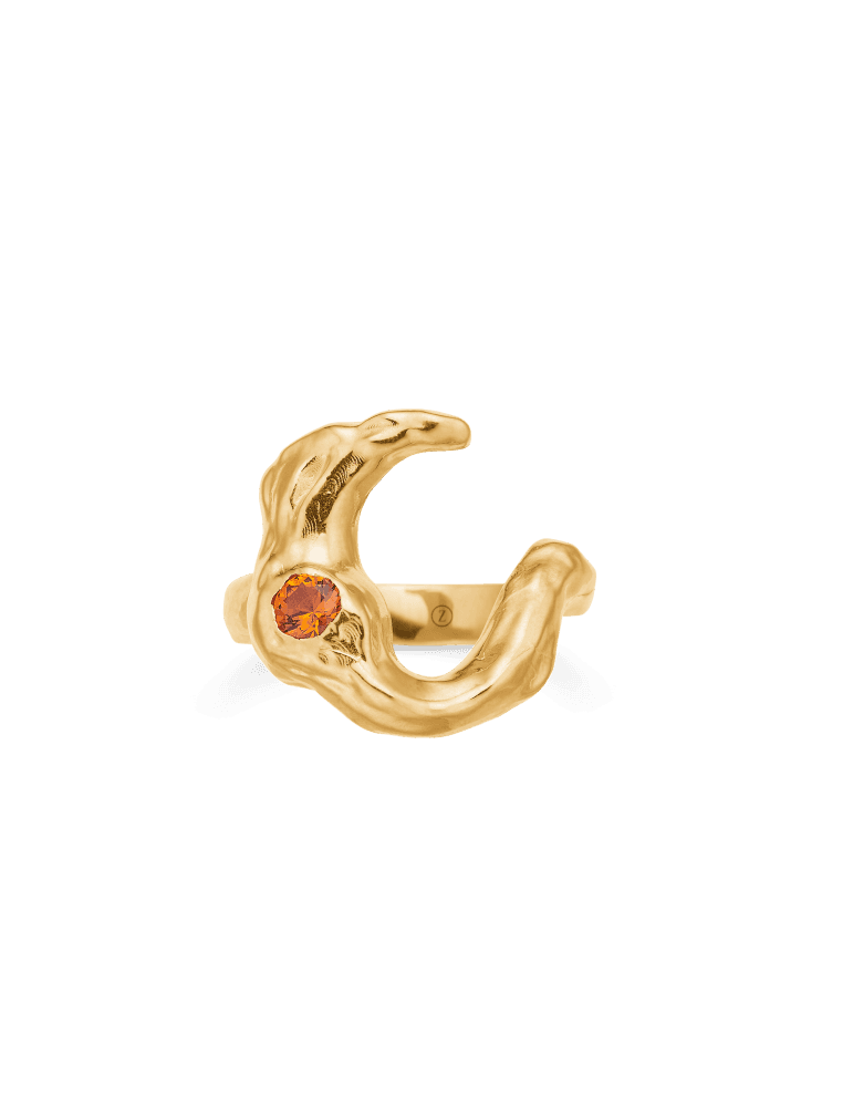 Studio Z - forgyldt ring 'Lunar' m. orange Zirkonia - Studio Z