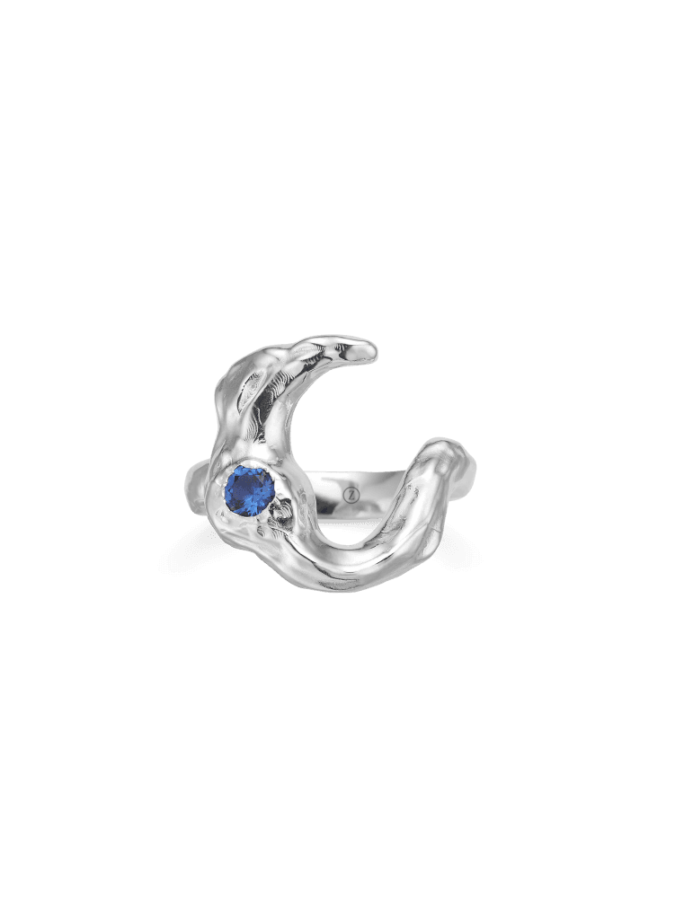 Studio Z - Sølv ring "Lunar"m. blå zirkonia - Studio Z