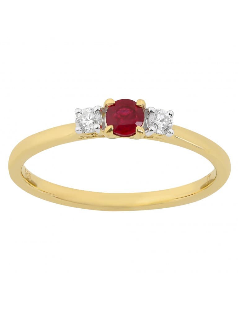 Jeweltime - 14kt guldring med rubin og brillanter - Ringe