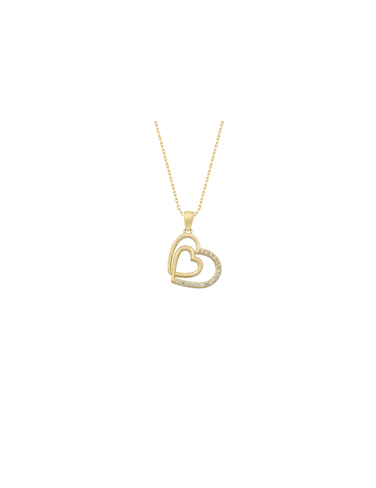 Jeweltime - 8kt vedhæng - hjerte med zirkonia - Jeweltime smykker
