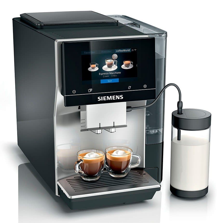 Siemens TP715R07 EQ700 Espressomaskin Inox Silver Metallic Inkl. Mjölkbehållare Glas 0,7L