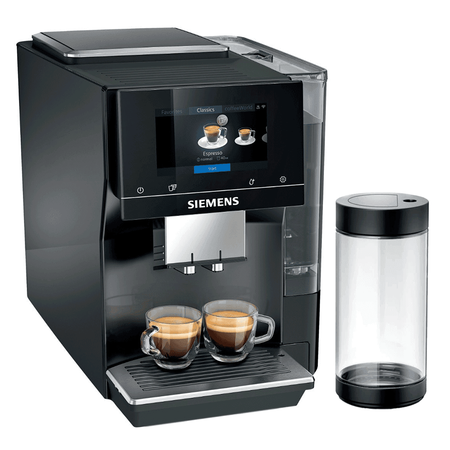 Siemens TP713R19 EQ700 Classic Piano Black Espressomaskin Inkl. Siemens Mjölkbehållare Glas 0,7L