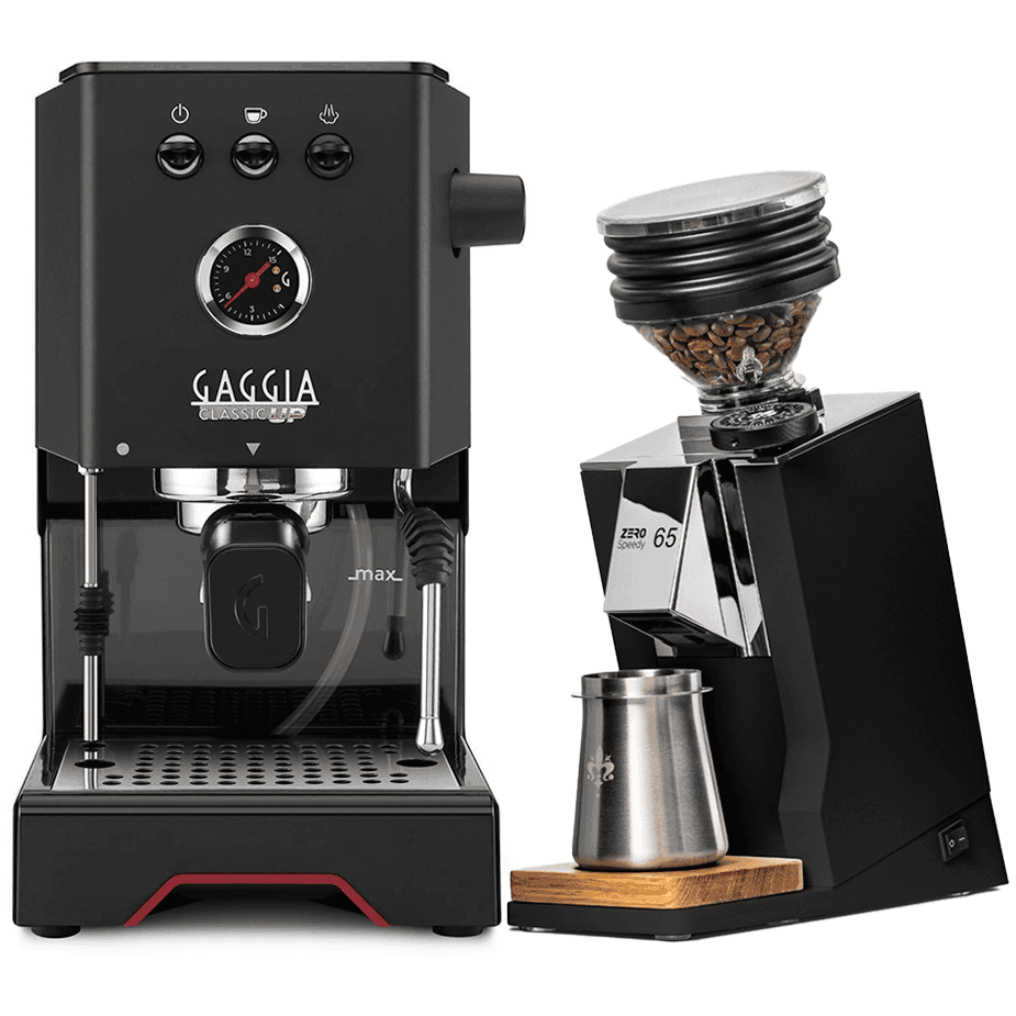 Gaggia Classic UP Sort Espressomaskine Inkl. Eureka Mignon Zero 65 Speedy Mat Sort Espressokværn