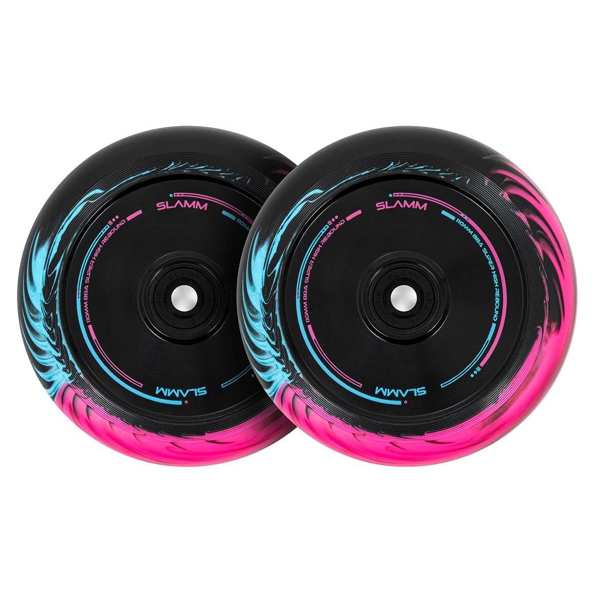 Slamm 110MM Swirl Hollow Core-fälg Svart/Blå/Rosa 2 st.