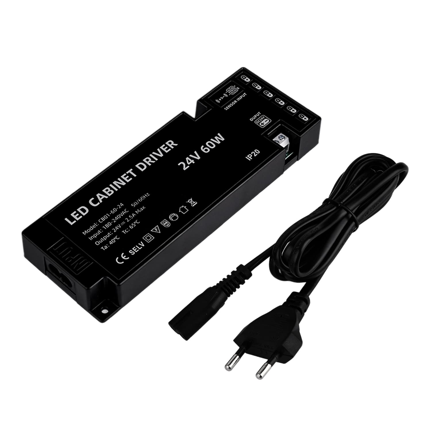 Cabinet LED Driver (3-pin - 6-udgang) 230V Til 24V - 60 Watt