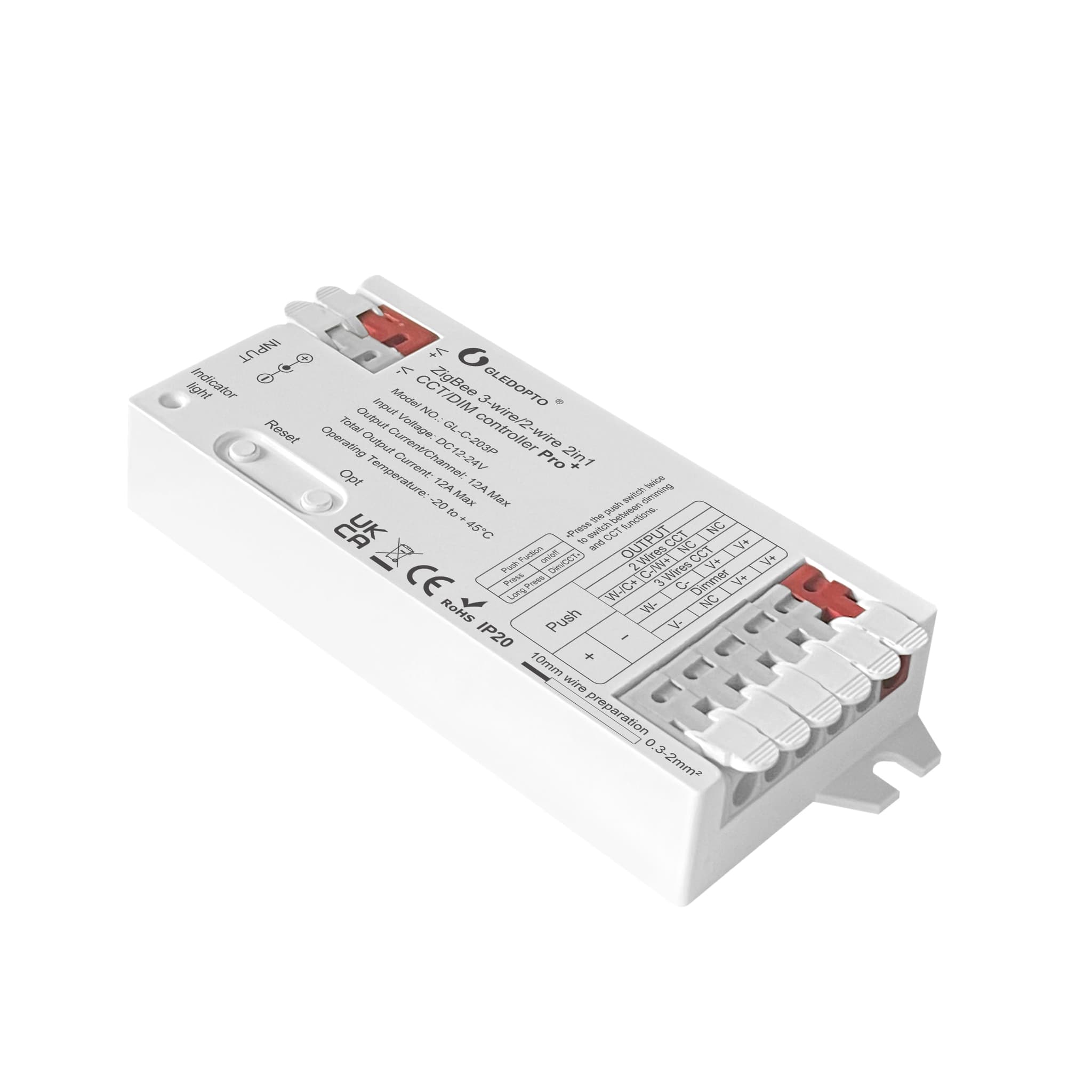 Gledopto PRO+ 3-i-1 ZigBee LED Controller Til 12V-24V (HUE Kompatibel)