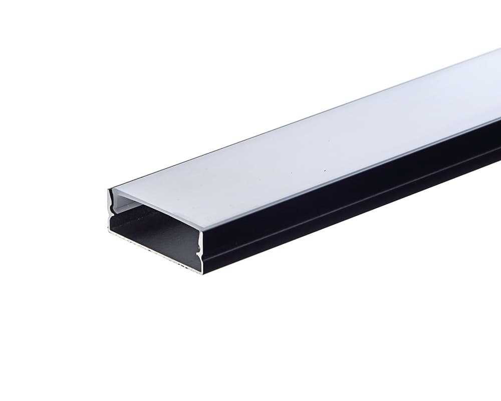 SURFACE 30 Sort/Opal Alu Profil Til LED Strip (Komplet) - 2 Meter