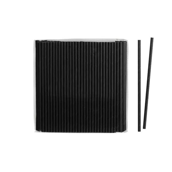 Hållbara Svarta Sugrör 6x200mm - 250 stk