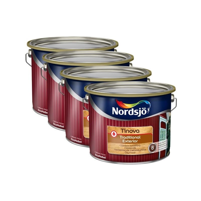Nordsjø Tinova Traditional Exterior Træbeskyttelse 4 x 10 ltr. 337 Nordic Classic Black (Sort) - Oliebaseret træbeskyttelse