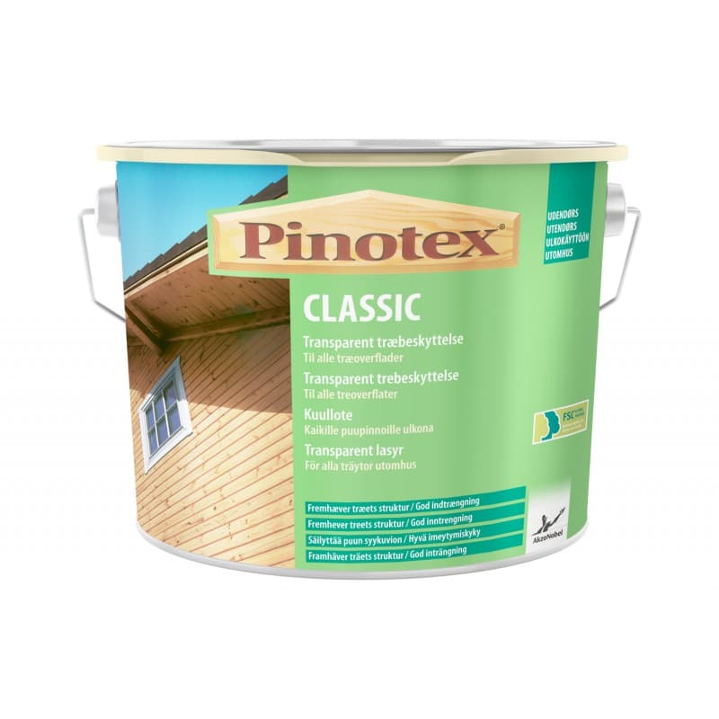 Pinotex Classic Træbeskyttelse Transparent 5 ltr. tonede farver - Udendørsmaling