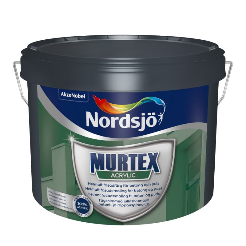 Nordsjø Murtex Acrylic/Stærk Murmaling Hvid/sort Facademaling 10 ltr. Hvid - Udendørs murmaling