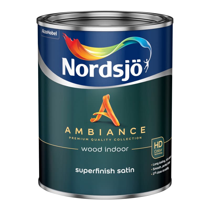 Nordsjø Ambiance Superfinish Satin Træmaling 1 ltr. Standard hvid (Base White) - Træmaling & metalmaling