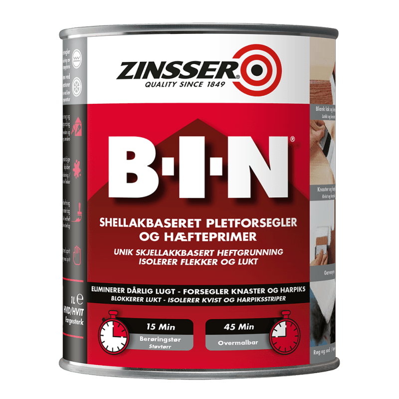 Zinsser Bin Primer 1 ltr. - Zinsser Grundmaling